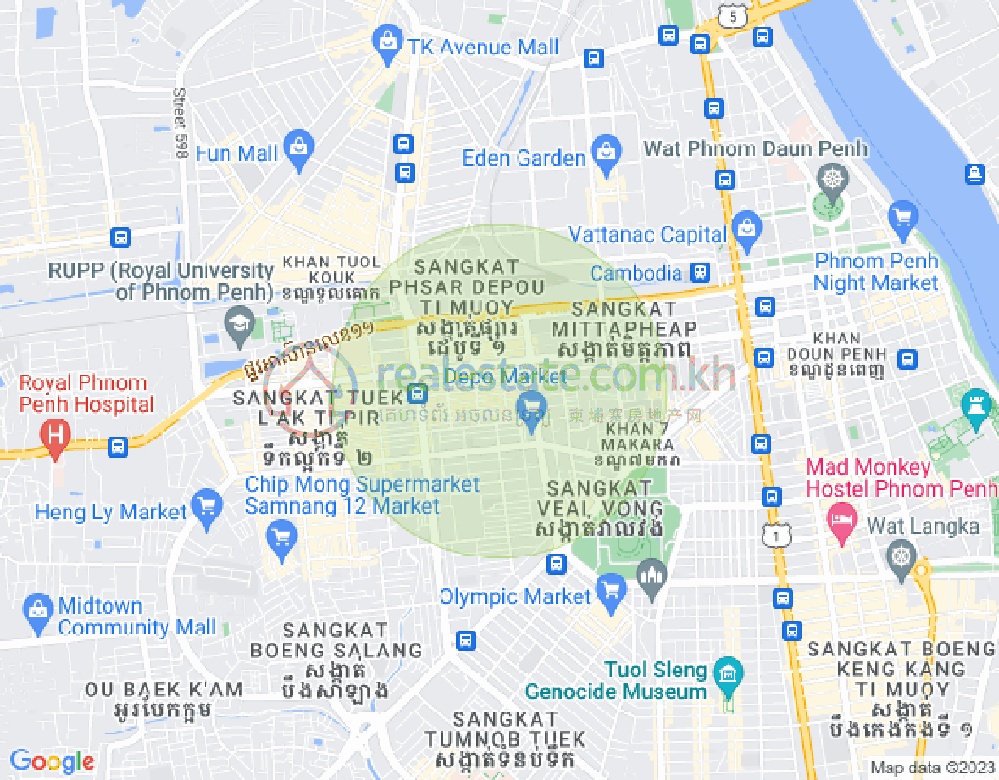 Tuek L'ak 2区, 堆谷区, 金边地图