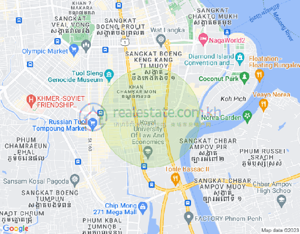 Carte de Tonle Bassac, Chamkarmon, Phnom Penh