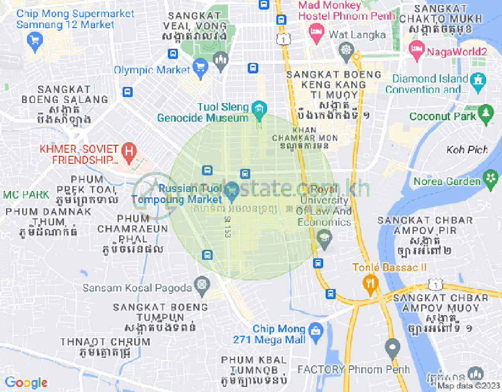 Carte de Toul Tum Poung 1, Chamkarmon, Phnom Penh