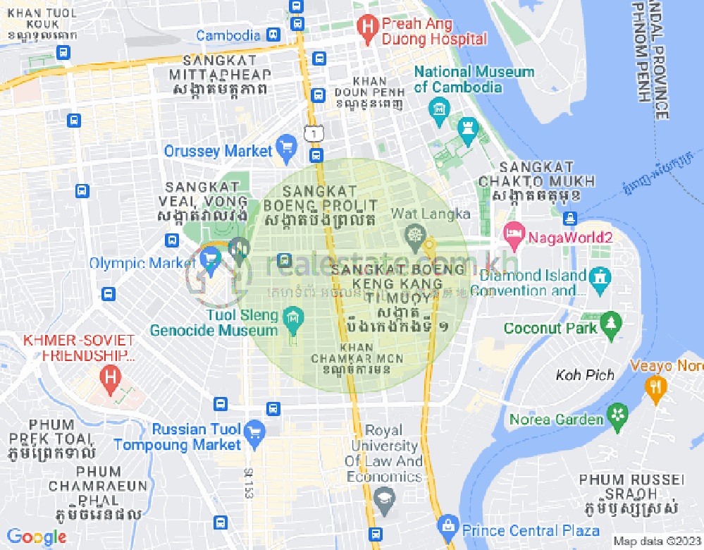 만경강1부구(BKK1), 벙껭깡, 프놈펜 지도