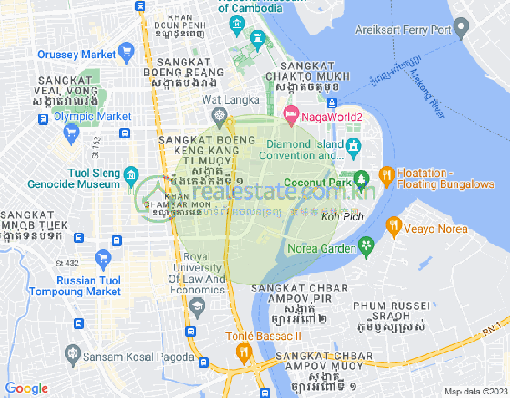 Mapa: Tonle Bassac, Chamkarmon, Phnom Penh