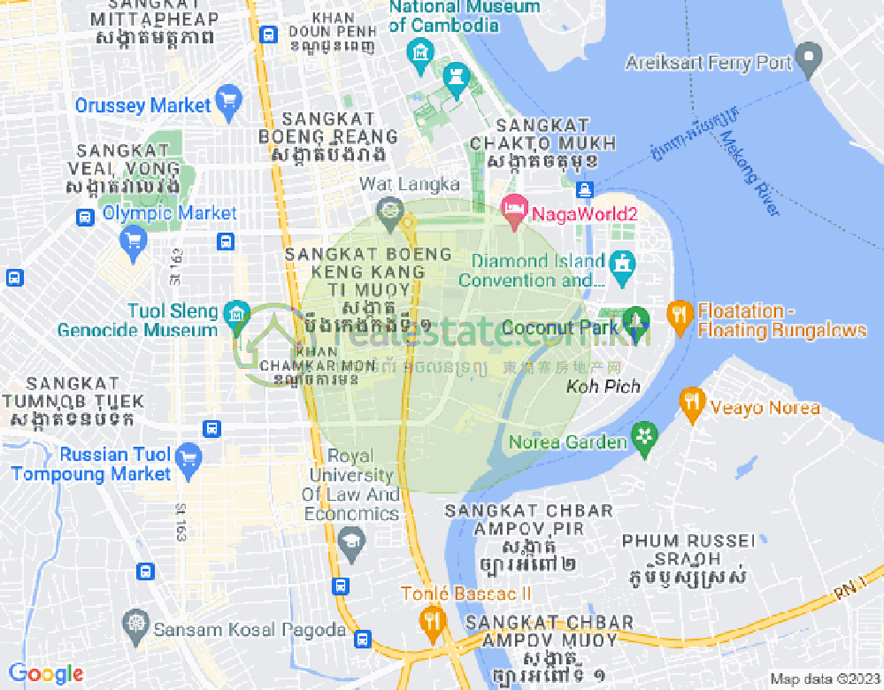 Carte de Tonle Bassac, Chamkarmon, Phnom Penh