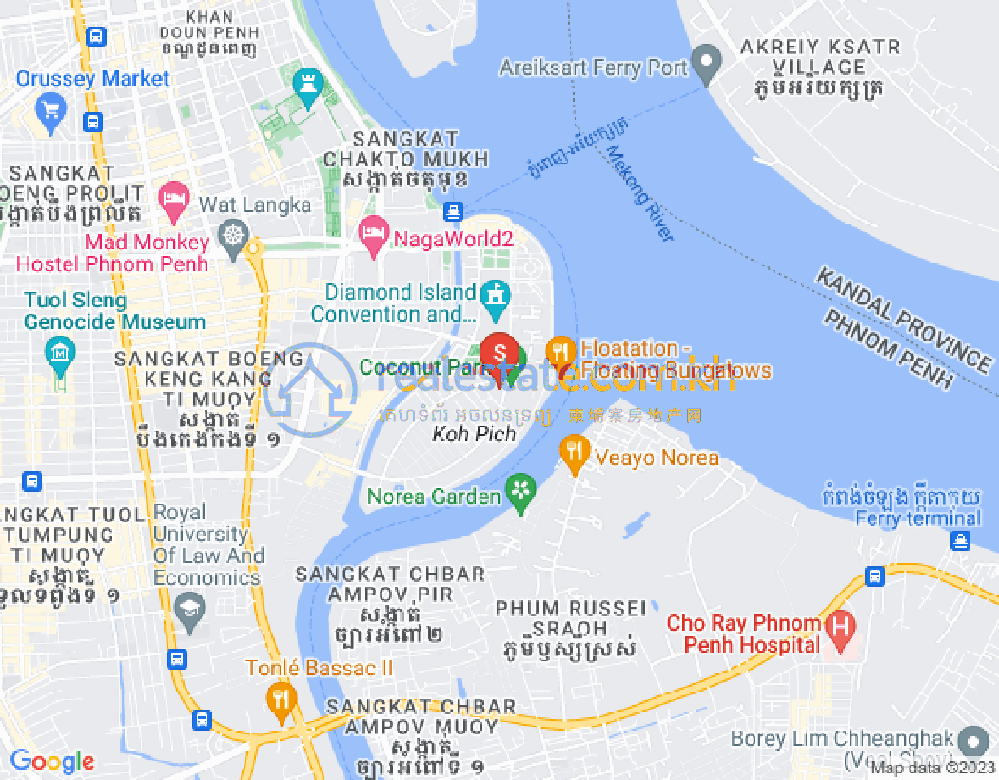 Map of Tonle Bassac, Chamkarmon, Phnom Penh