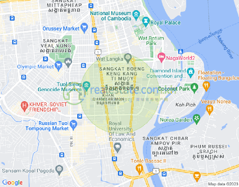万景岗1分区（BKK1), 波哥堪, 金边地图