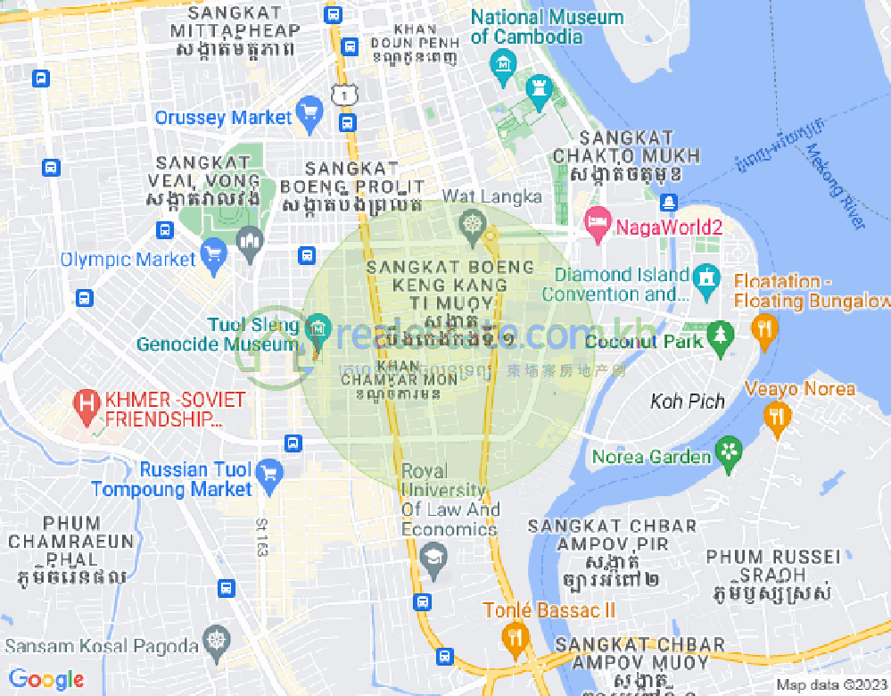万景岗1分区（BKK1), 波哥堪, 金边地图