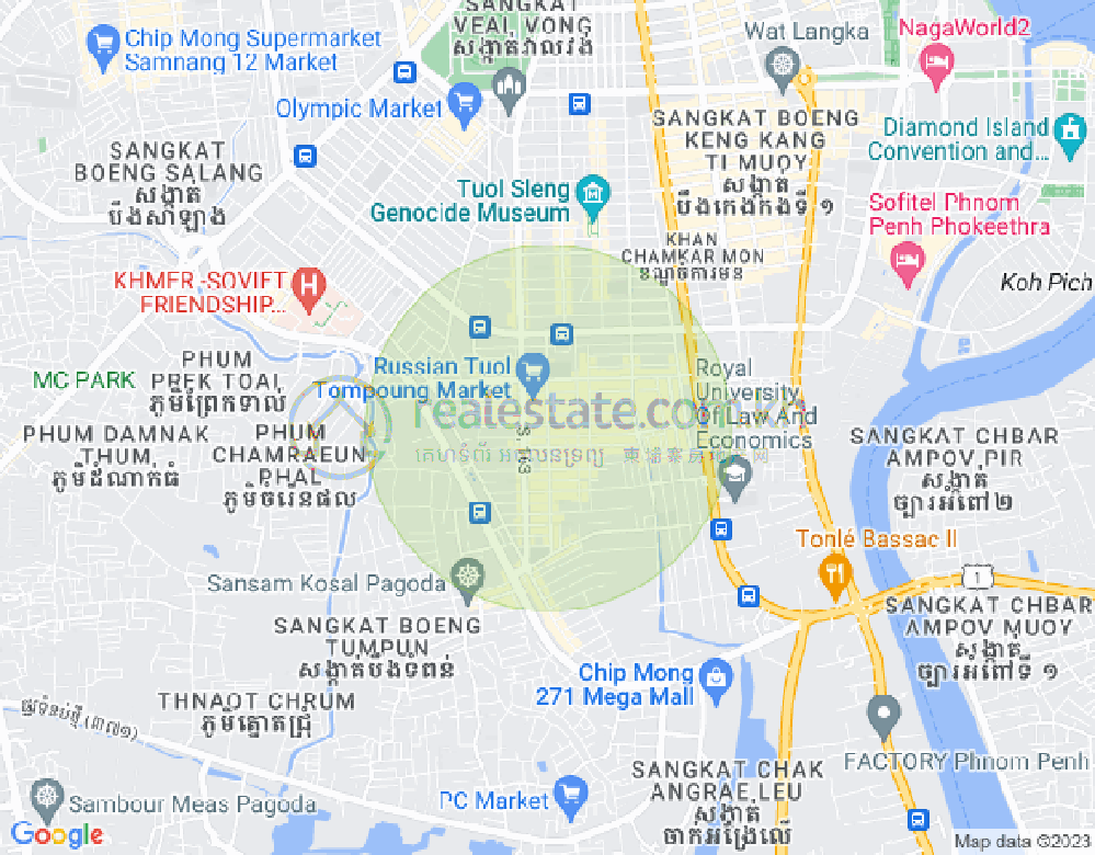 Carte de Toul Tum Poung 1, Chamkarmon, Phnom Penh