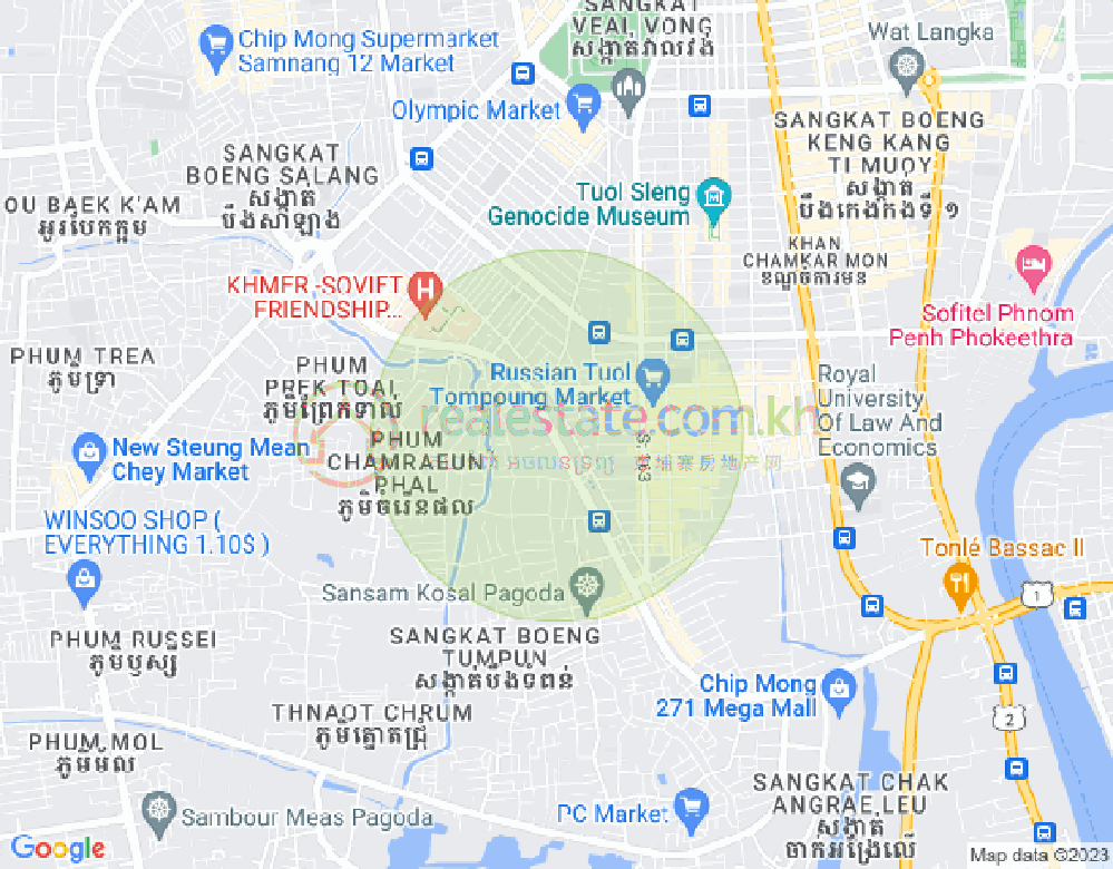 Map of Toul Tum Poung 1, Chamkarmon, Phnom Penh