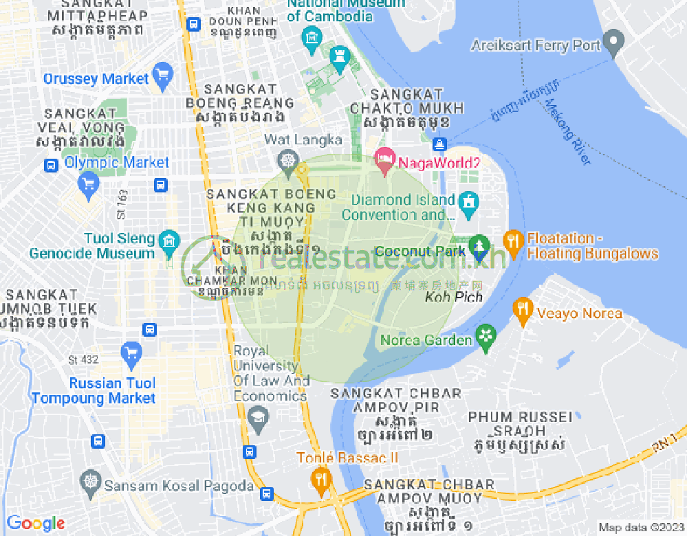 Carte de Tonle Bassac, Chamkarmon, Phnom Penh