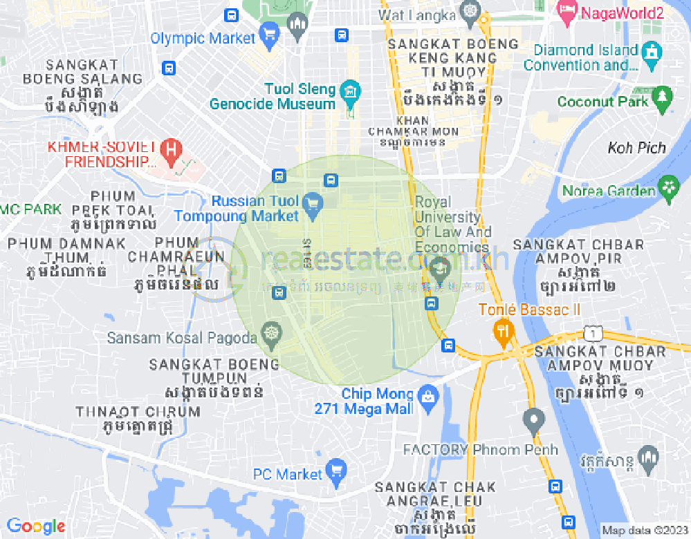 Map of Toul Tum Poung 1, Chamkarmon, Phnom Penh