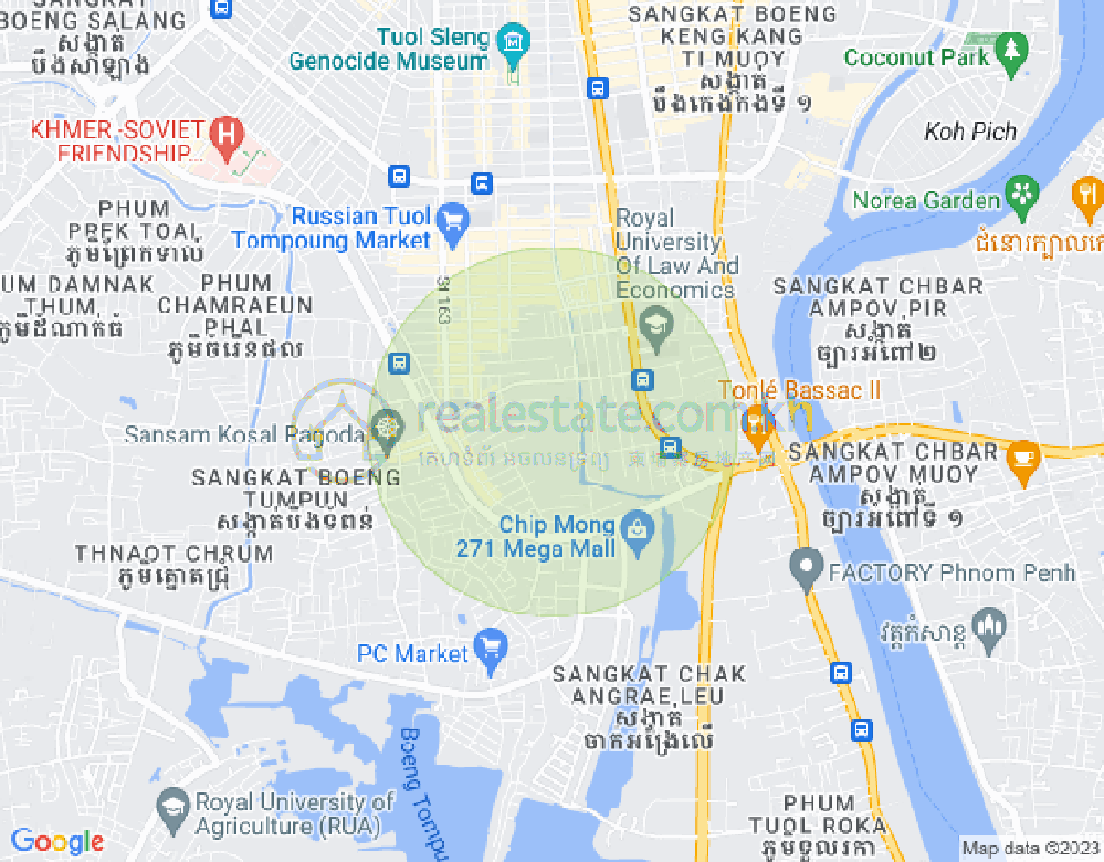 Карта Рынок Дэум Тхок, Чамкармон, Пномпень