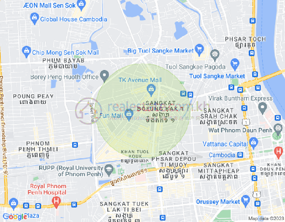 万谷湖1分区, 堆谷区, 金边地图