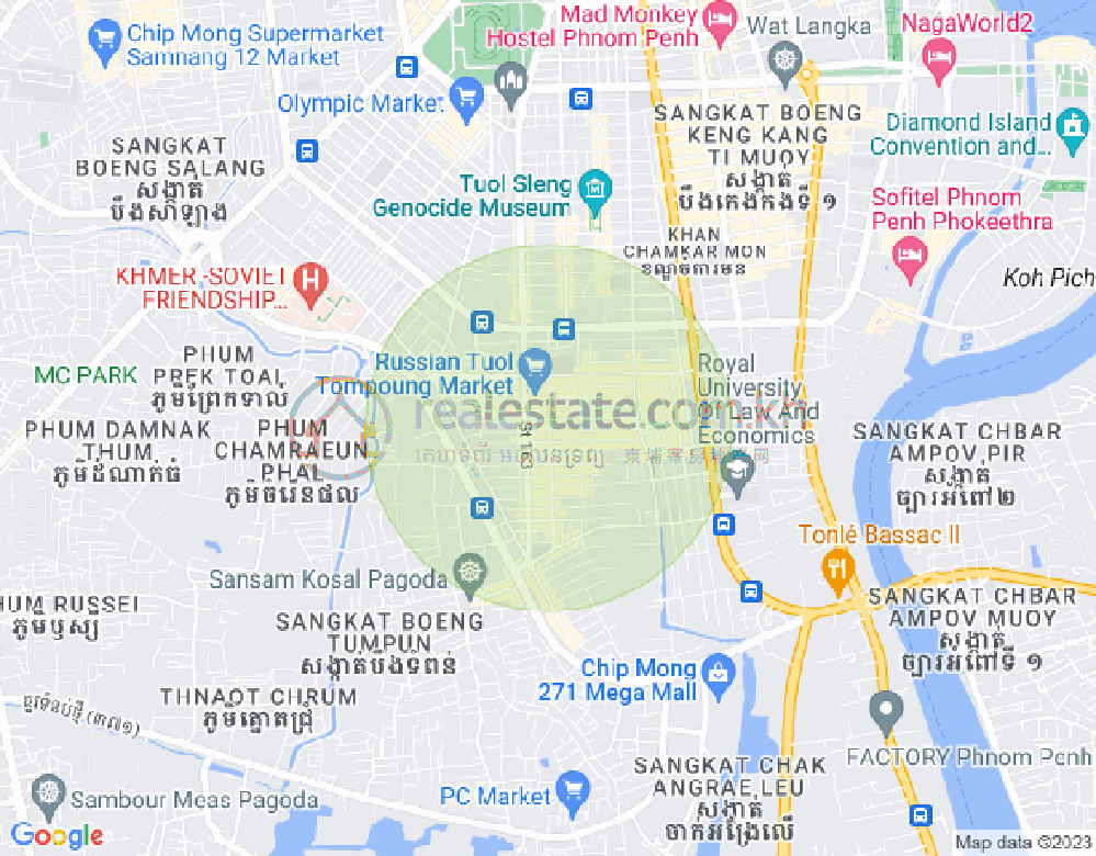 Map of Toul Tum Poung 1, Chamkarmon, Phnom Penh