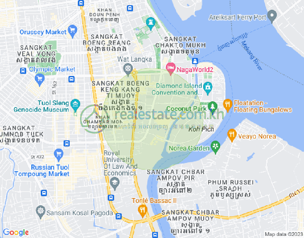 Map of Tonle Bassac, Chamkarmon, Phnom Penh
