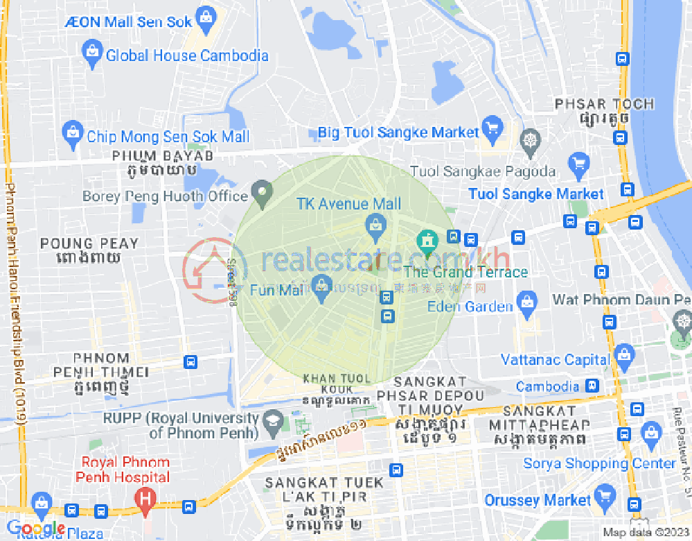 Mapa: Boeung Kak 1, Toul Kork, Phnom Penh