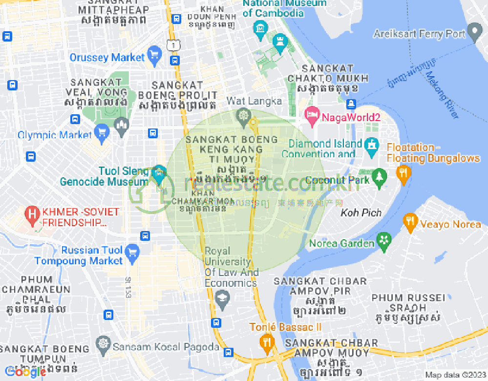 Mapa: BKK 1, Boeng Keng Kang, Phnom Penh