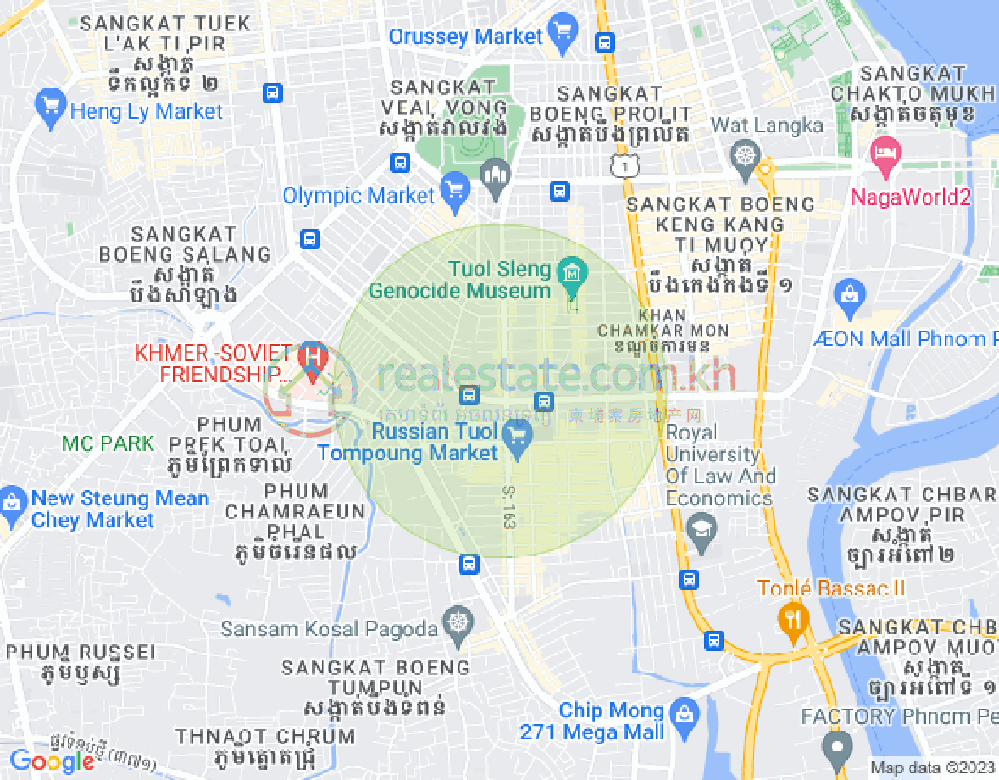 Map of Tonle Bassac, Chamkarmon, Phnom Penh