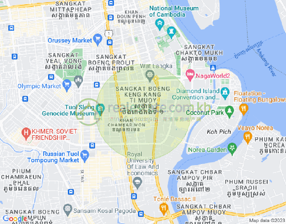 만경강1부구(BKK1), 벙껭깡, 프놈펜 지도