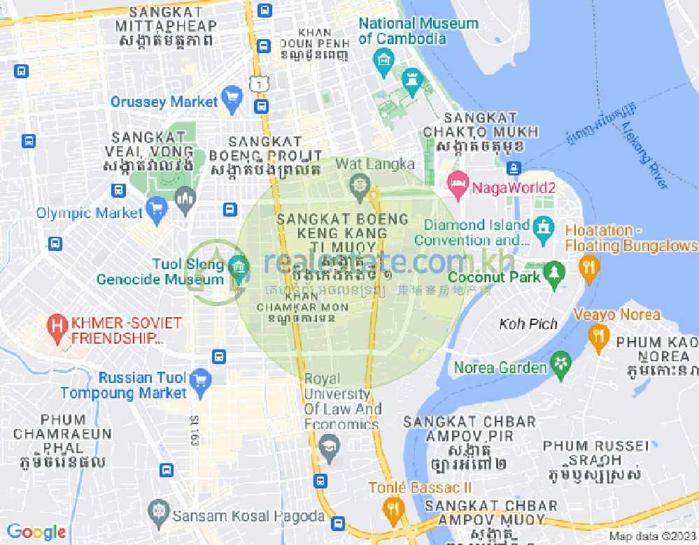 만경강1부구(BKK1), 벙껭깡, 프놈펜 지도