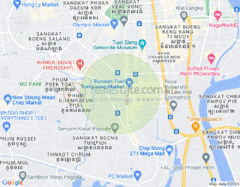 トゥールトンポン1, チャムカモン, プノンペンの地図