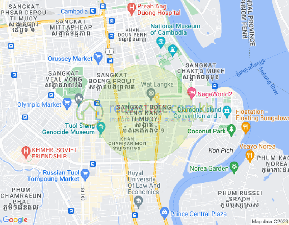 만경강1부구(BKK1), 벙껭깡, 프놈펜 지도