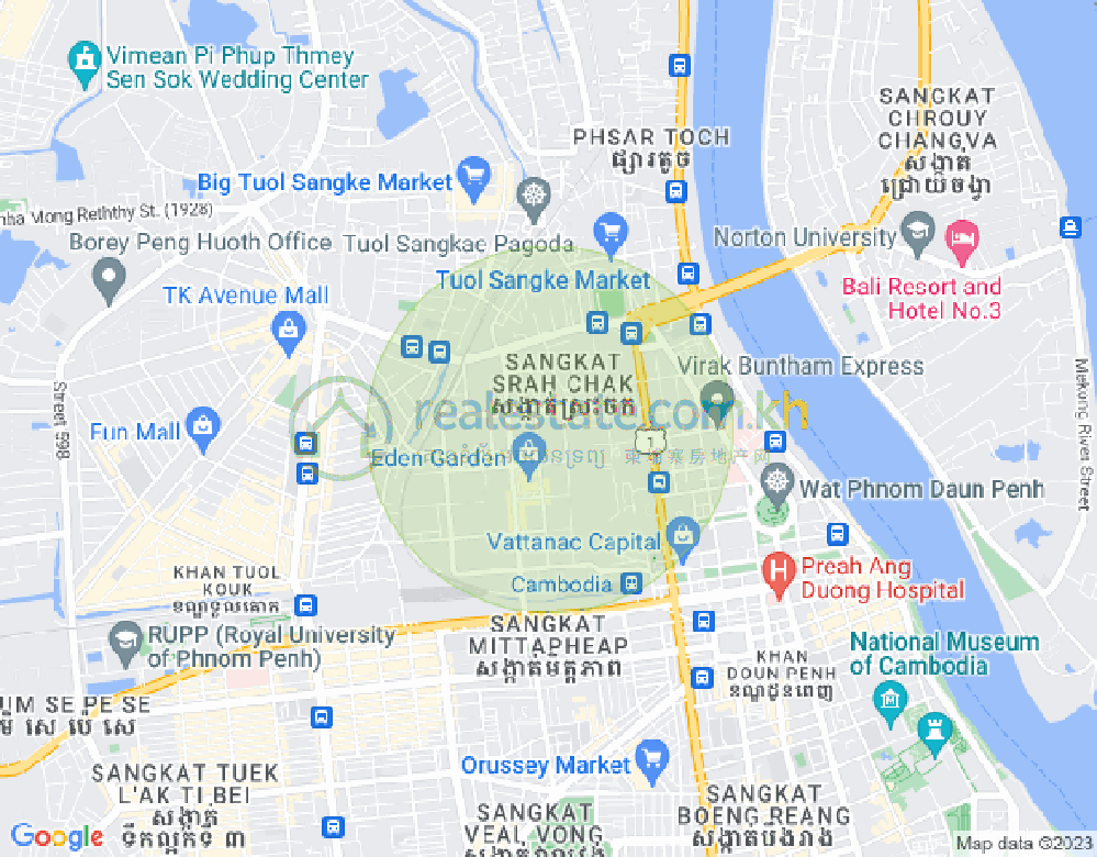 Mapa: Srah Chak, Daun Penh, Phnom Penh