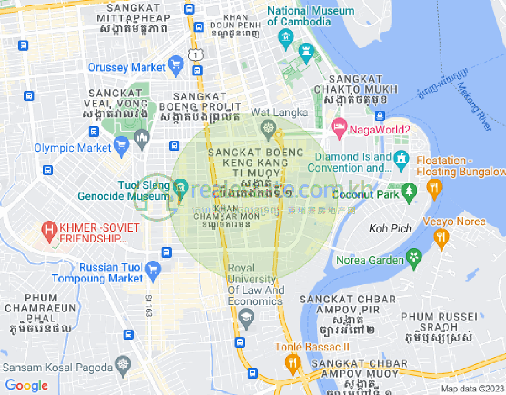 万景岗1分区（BKK1), 波哥堪, 金边地图