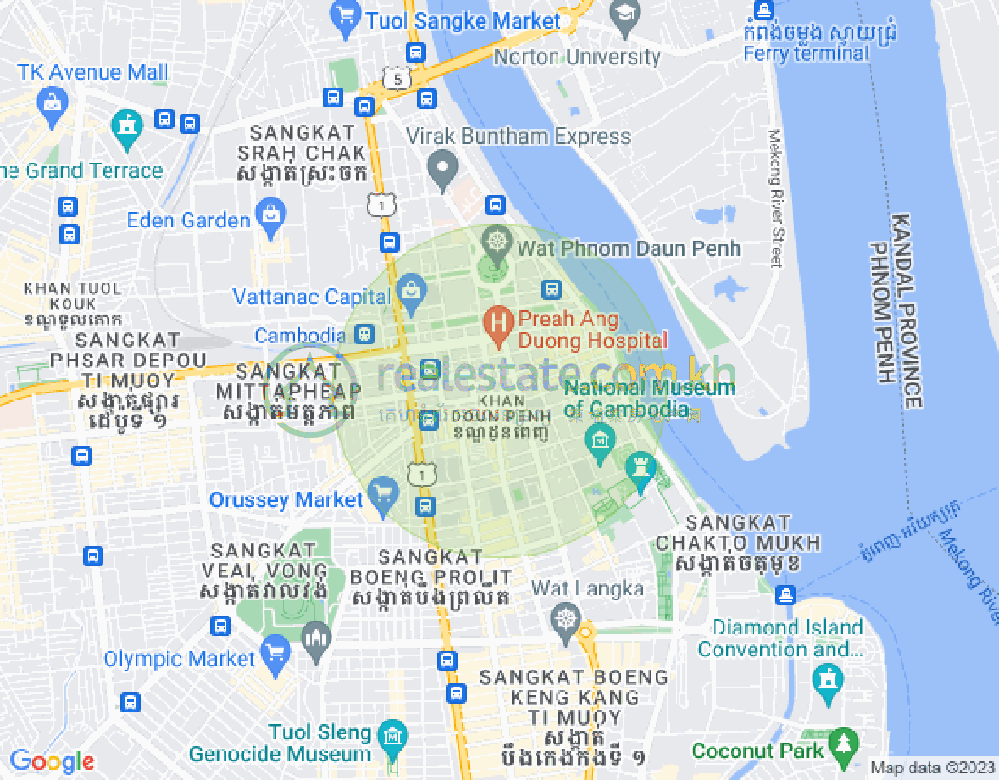 Boeng Reang진, 룽볜구, 프놈펜 지도