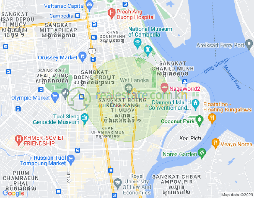 만경강1부구(BKK1), 벙껭깡, 프놈펜 지도