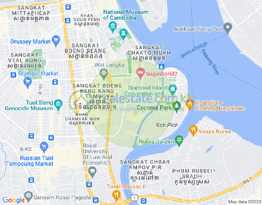 Mapa: Tonle Bassac, Chamkarmon, Phnom Penh