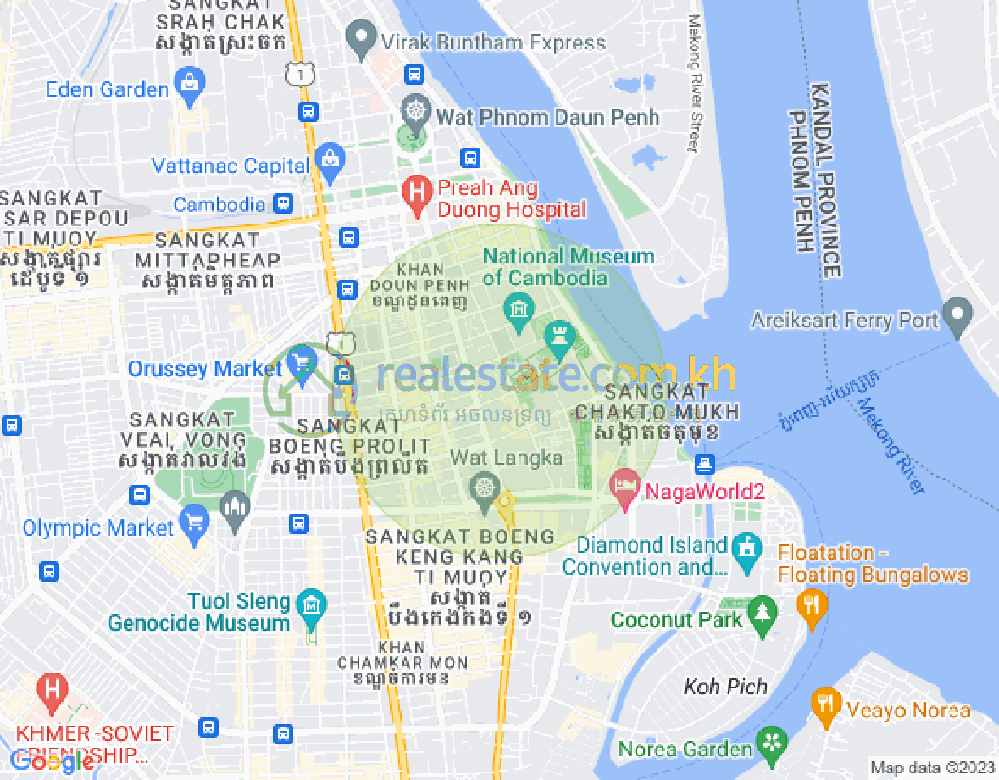 Map of Boeng Reang, Daun Penh, Phnom Penh
