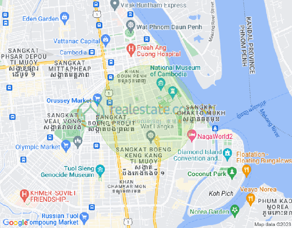 Mapa: Boeng Reang, Daun Penh, Phnom Penh