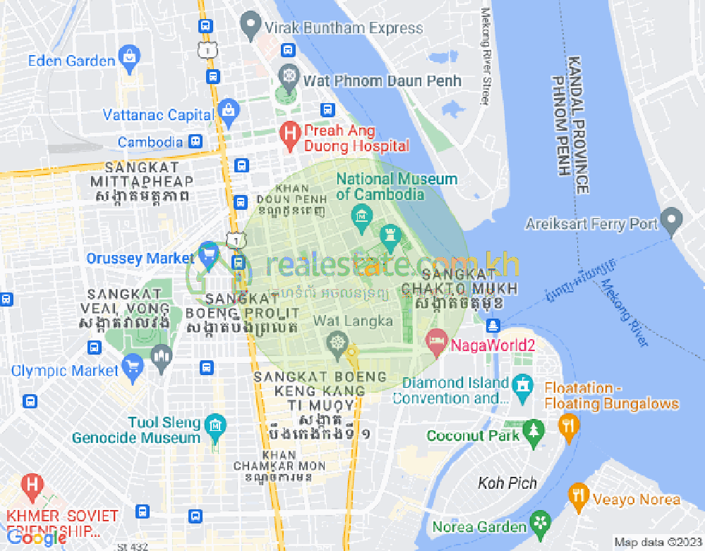 Pan Avenue 214 Samdach, Chey Chumneah分区, 隆边区, 金边地图