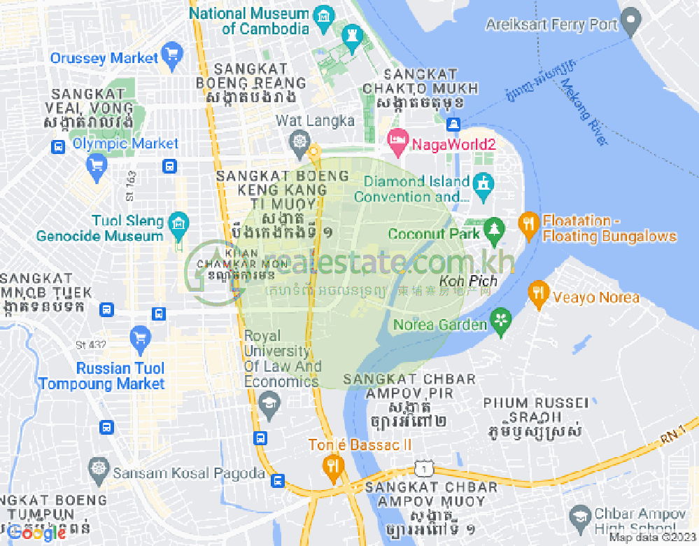 Mapa: Tonle Bassac, Chamkarmon, Phnom Penh