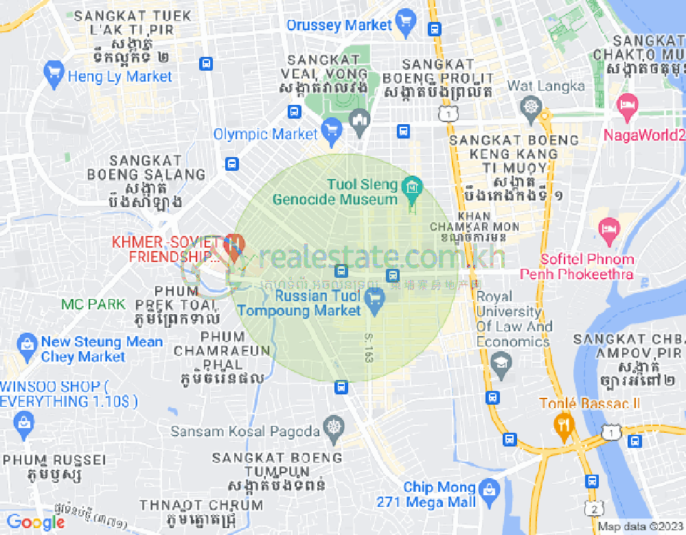 Map of Tonle Bassac, Chamkarmon, Phnom Penh
