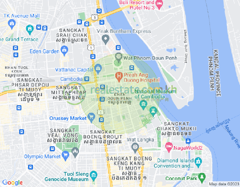 Carte de Boeng Reang, Daun Penh, Phnom Penh