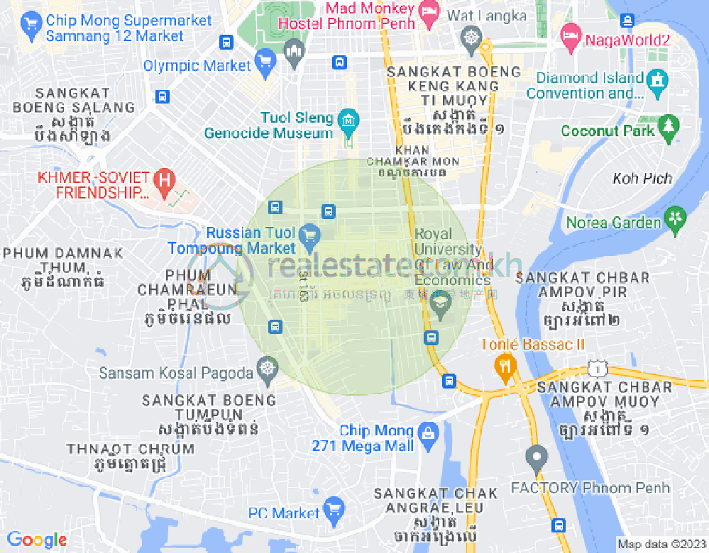 Map of Toul Tum Poung 1, Chamkarmon, Phnom Penh