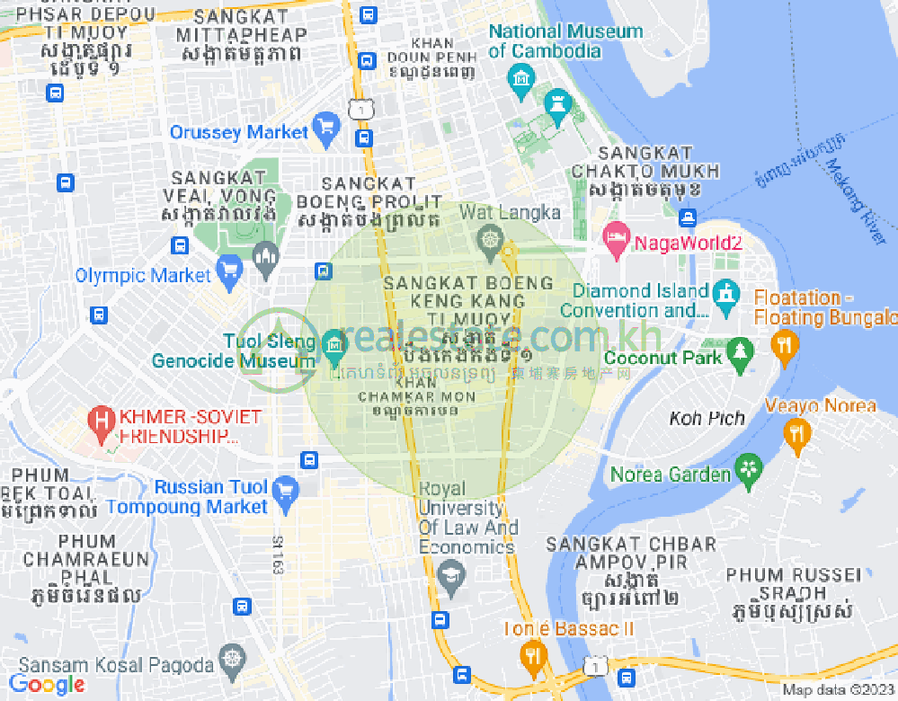 万景岗1分区（BKK1), 波哥堪, 金边地图