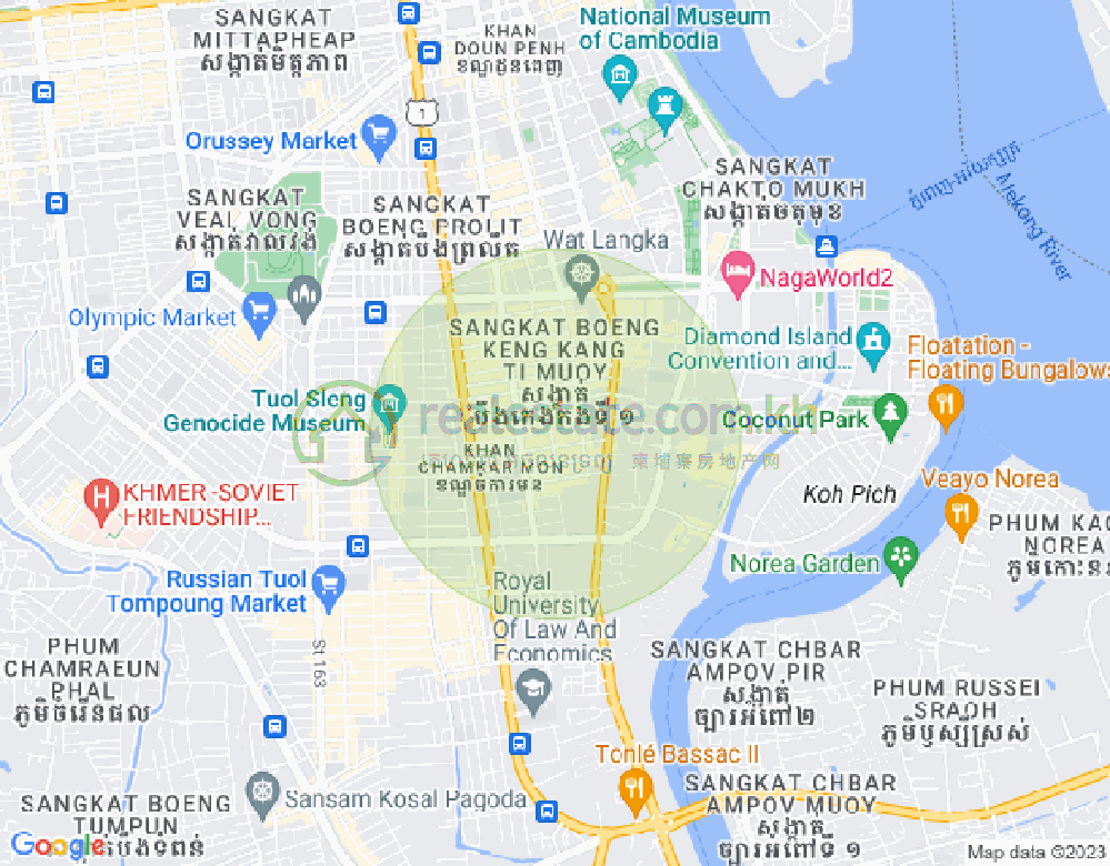 万景岗1分区（BKK1), 波哥堪, 金边地图