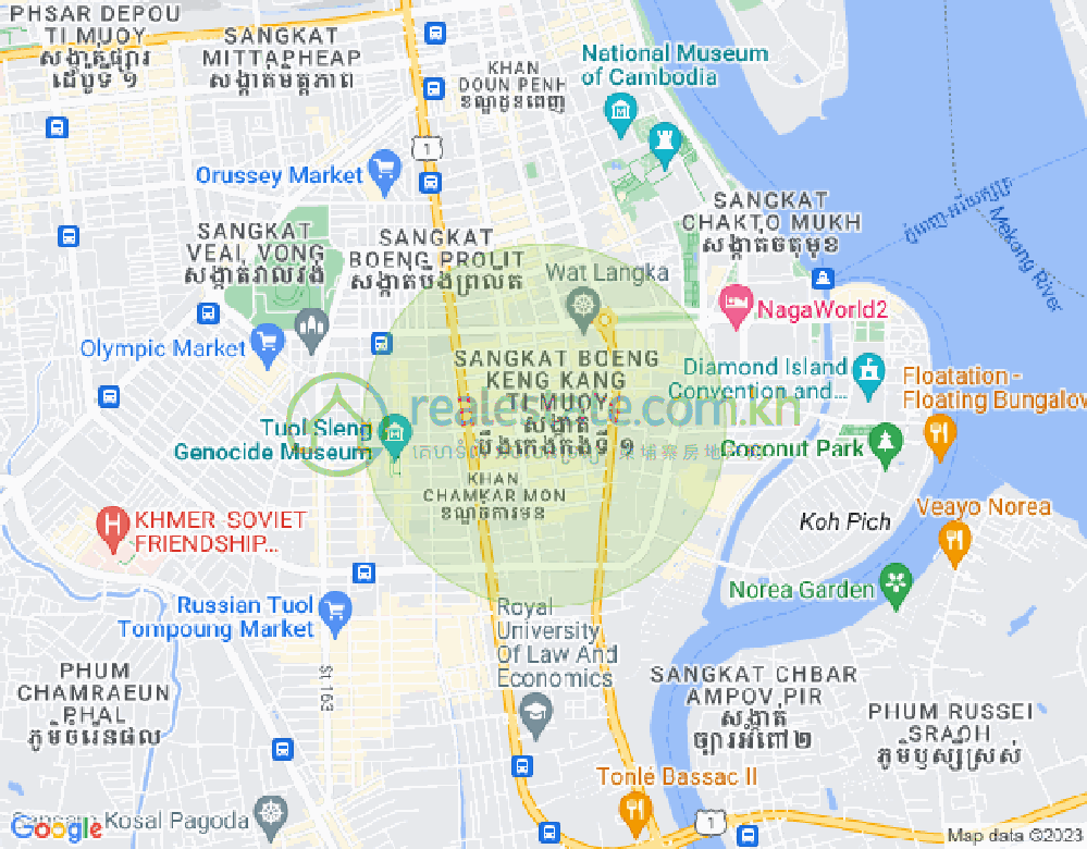 万景岗1分区（BKK1), 波哥堪, 金边地图