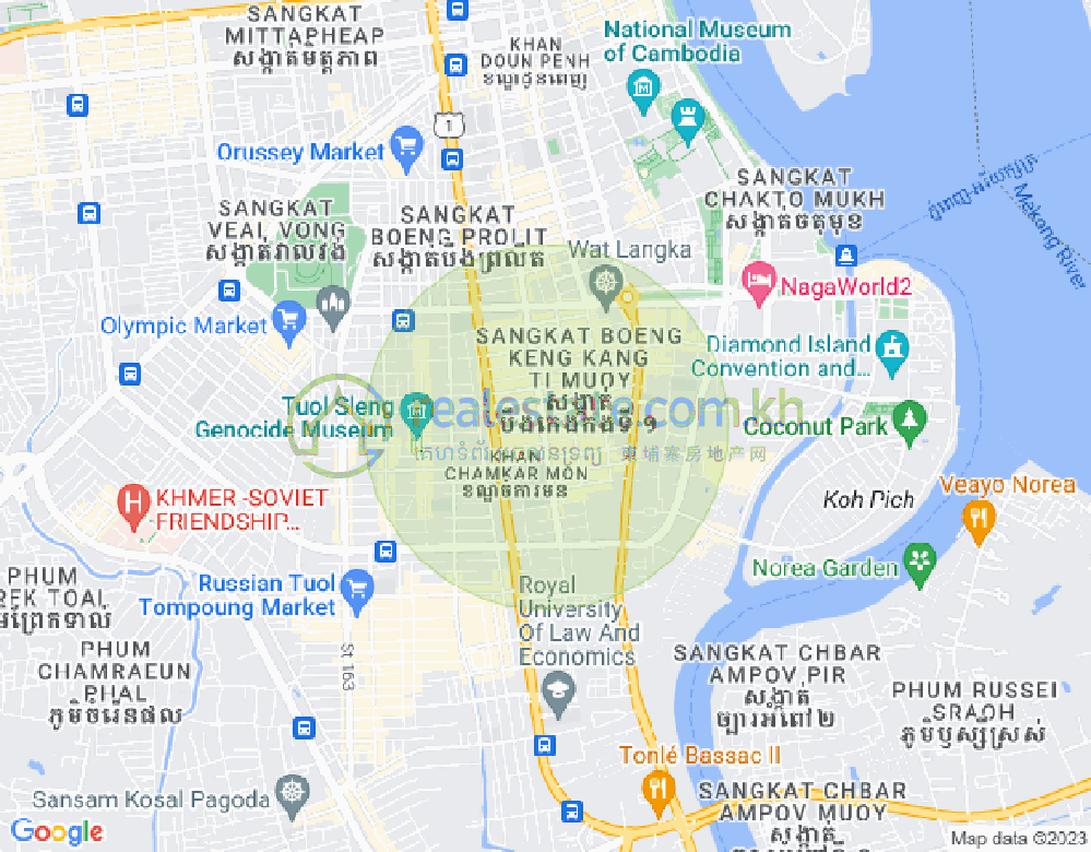 만경강1부구(BKK1), 벙껭깡, 프놈펜 지도