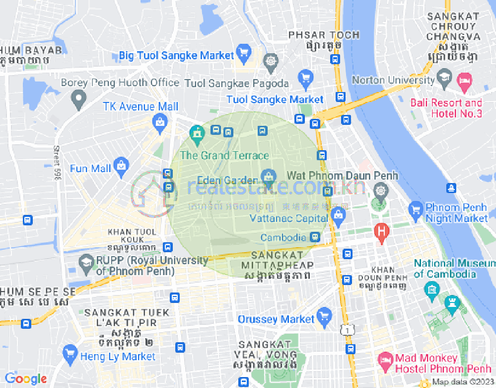 Mapa: Boeung Kak 1, Toul Kork, Phnom Penh