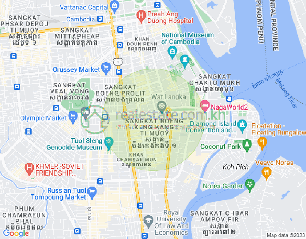 282 Street, 万景岗1分区（BKK1), 波哥堪, 金边地图