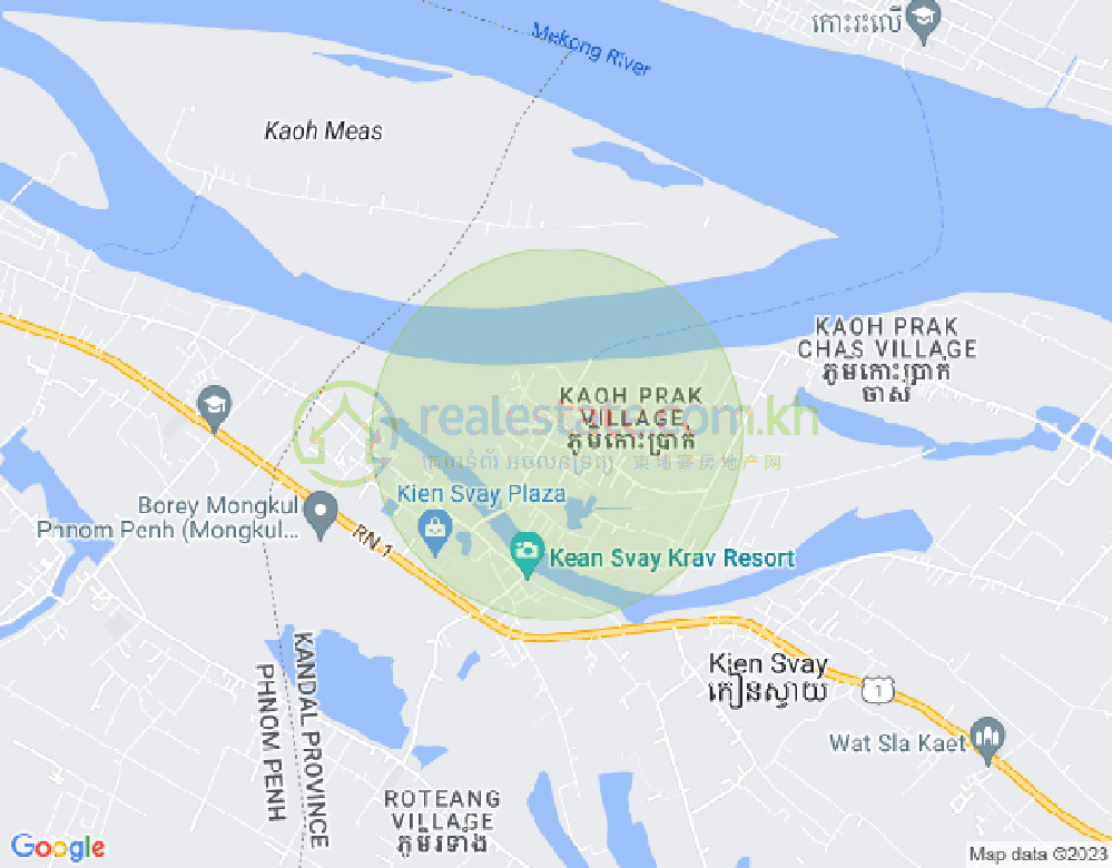 Phum Thum县, Kien Svay市, 干拉省地图