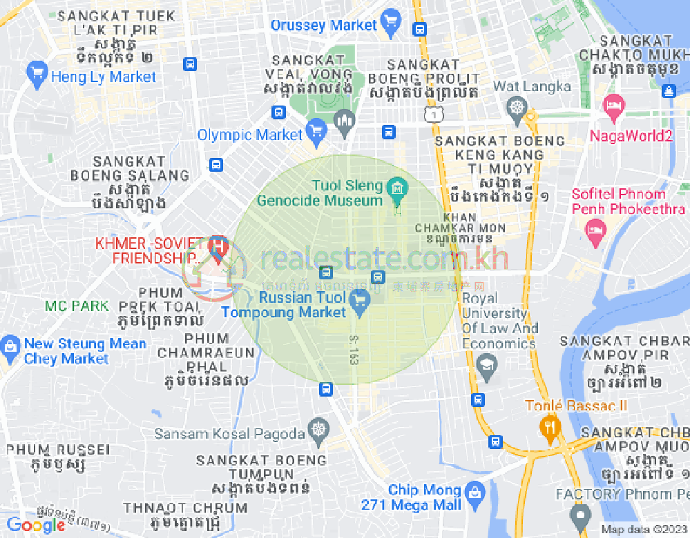 Mapa: Boeung Kak 1, Toul Kork, Phnom Penh