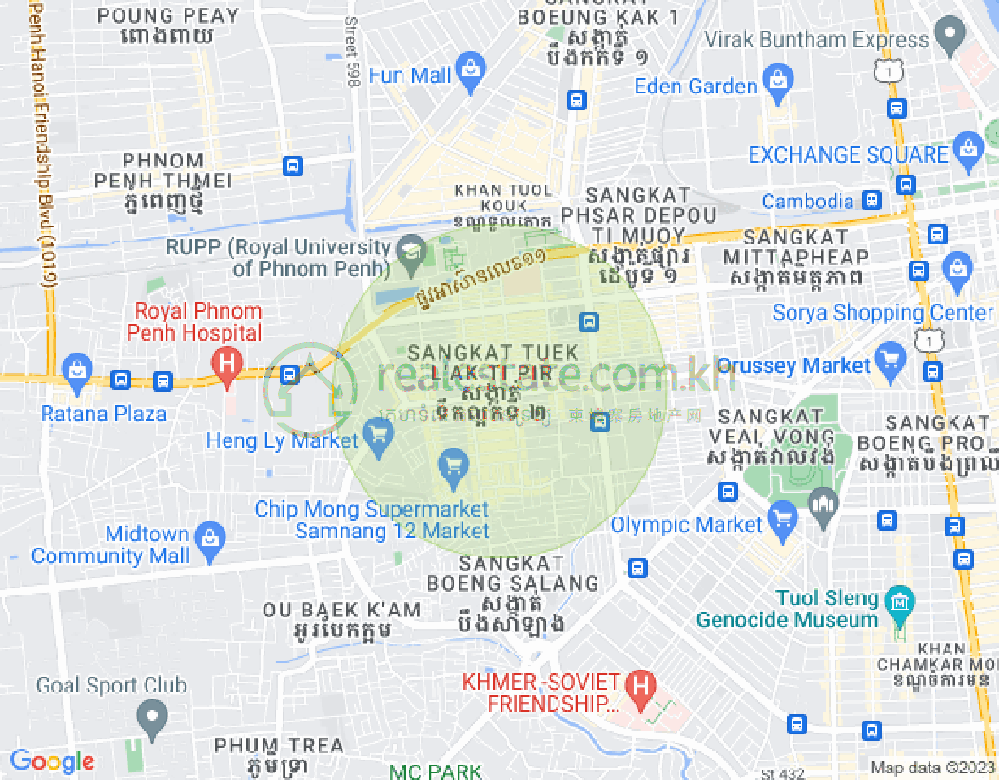 Map of Boeung Kak 2, Toul Kork, Phnom Penh