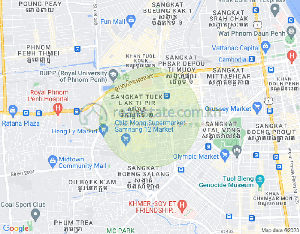 Mapa: Boeung Kak 2, Toul Kork, Phnom Penh