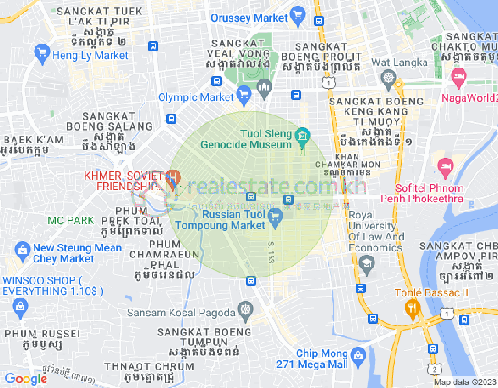 Mapa: Boeung Kak 1, Toul Kork, Phnom Penh