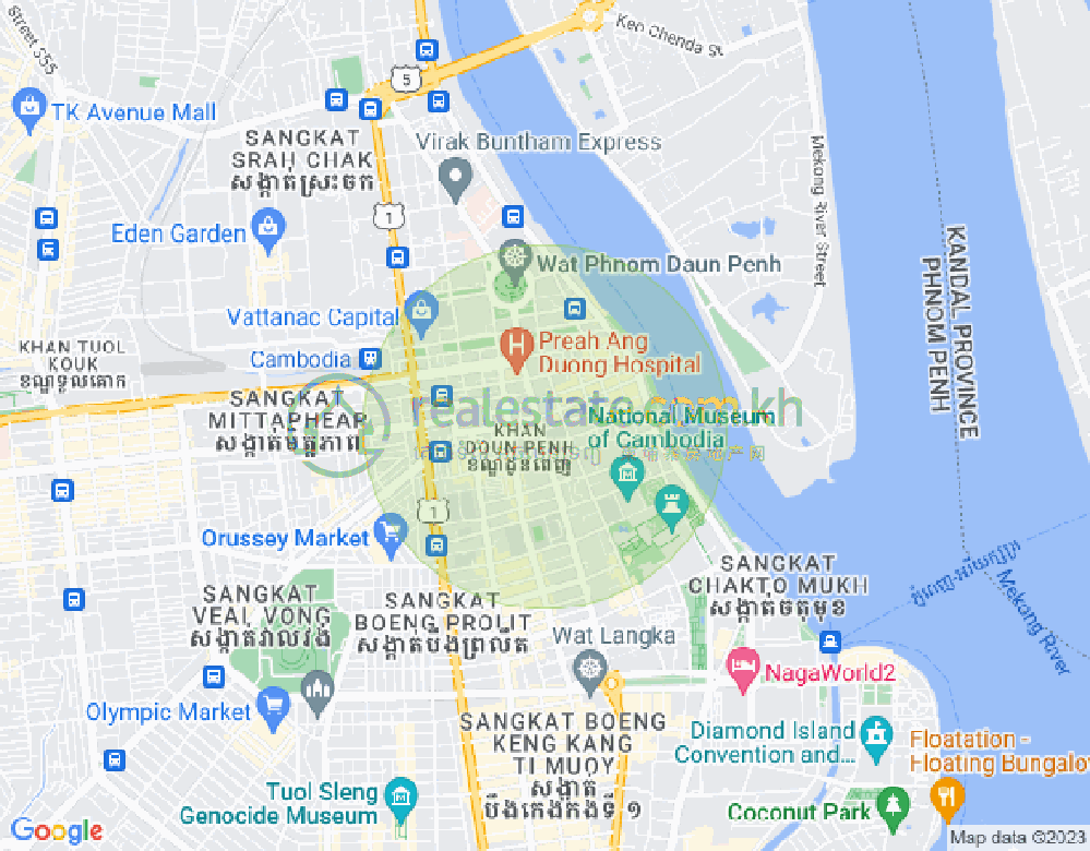 Map of Phsar Kandal I, Daun Penh, Phnom Penh