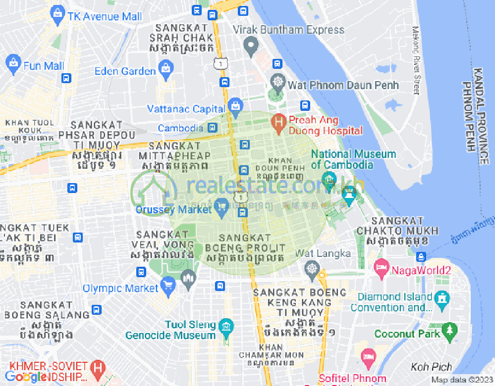 Boeng Reang镇, 隆边区, 金边地图