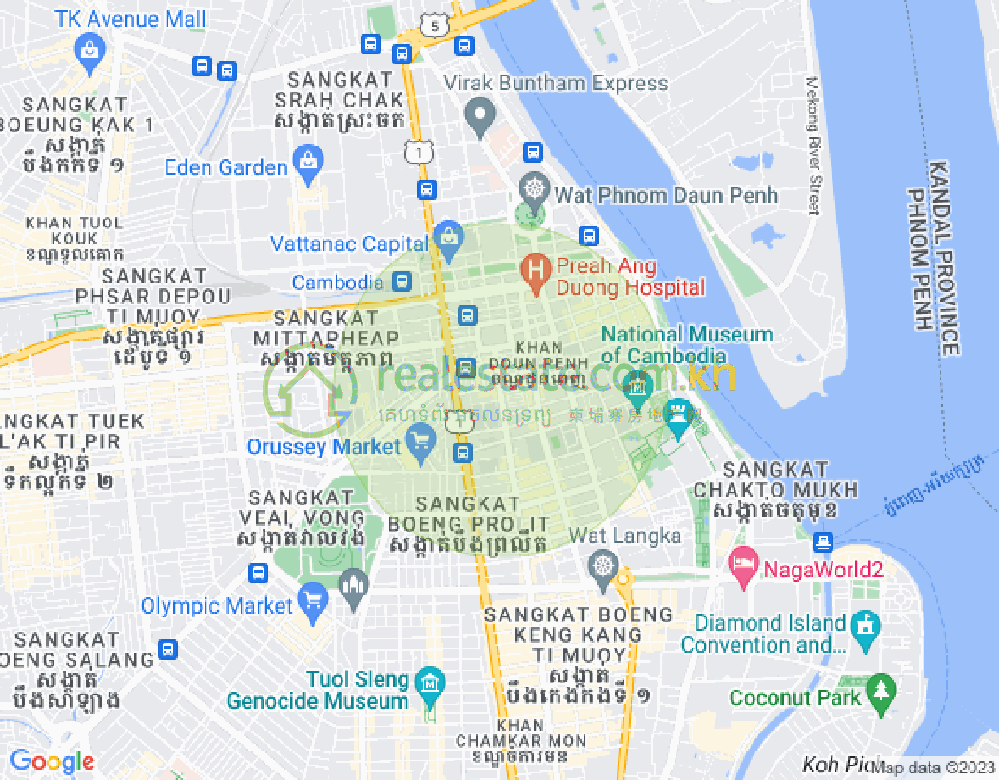 Map of Boeng Reang, Daun Penh, Phnom Penh
